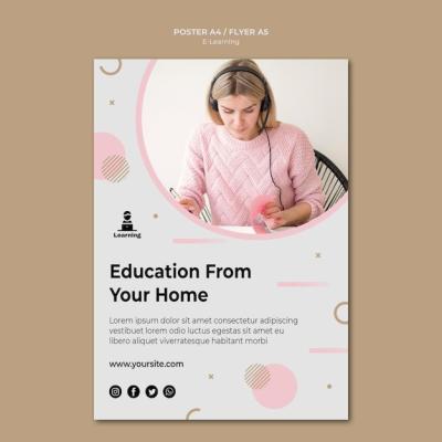 Flyer Template Design with E-Learning Concept – Free Download