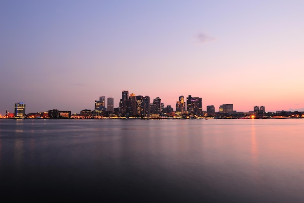 Boston Downtown Panorama at Dusk – Free Stock Photo Download