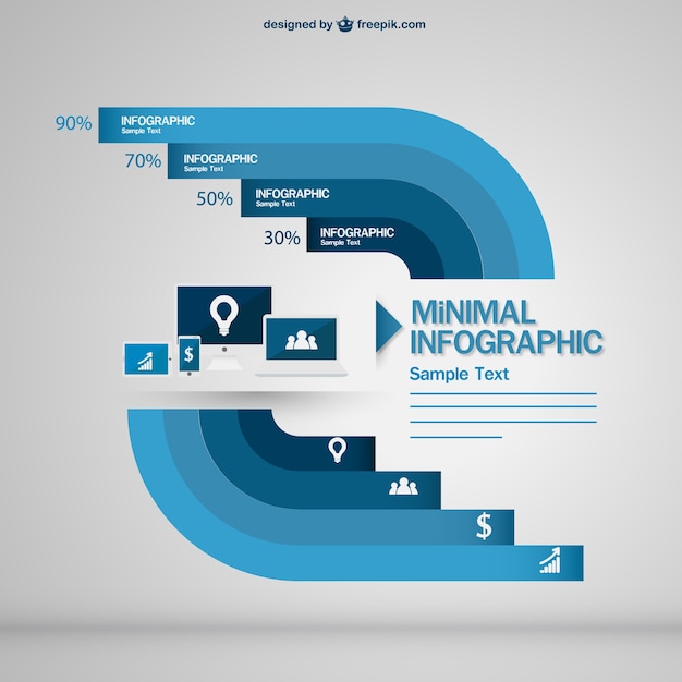 Blue minimal infographic with electronic devices