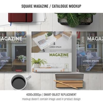 Modern Square Magazine or Catalogue Mockup