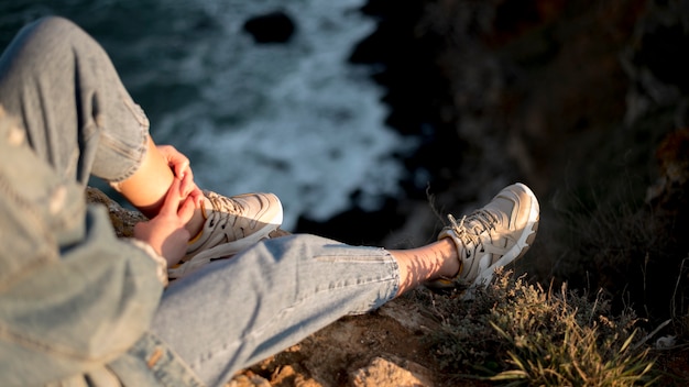 High View Woman and Waves – Free Stock Photo Download