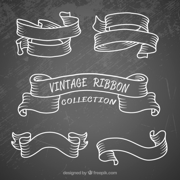 Hand drawn Set Ribbons in Vintage Style