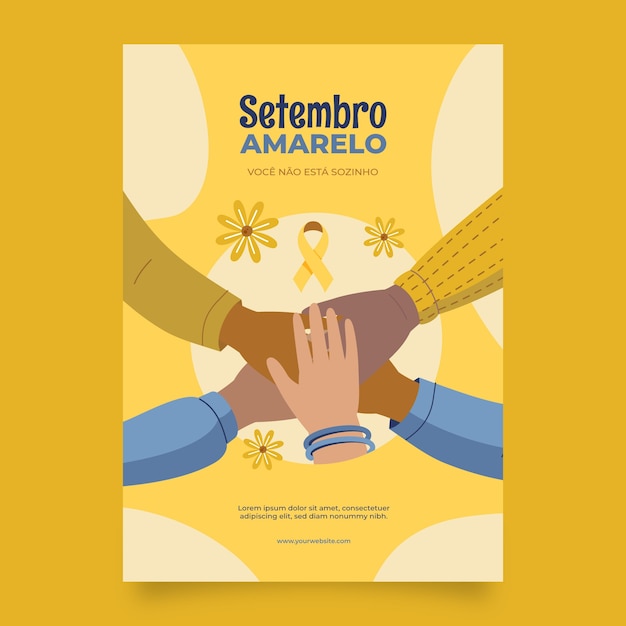 Flat Vertical Poster Template for Brazilian Suicide Prevention Month Awareness