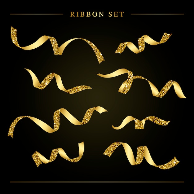 Golden Festive Ribbon Set Vector