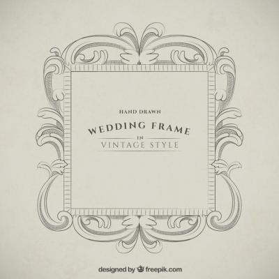 Hand Drawn Ornamental Wedding Frame