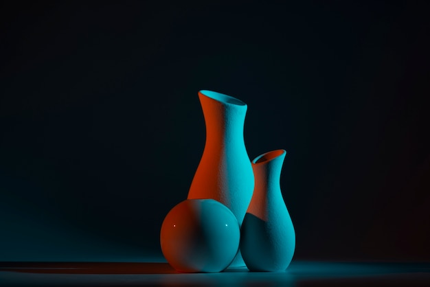 Different modern vases with blue and red light – Free Stock Photo Download