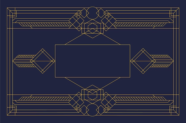 Flat Design Art Deco Background with Golden Details