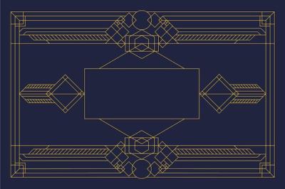 Flat Design Art Deco Background with Golden Details