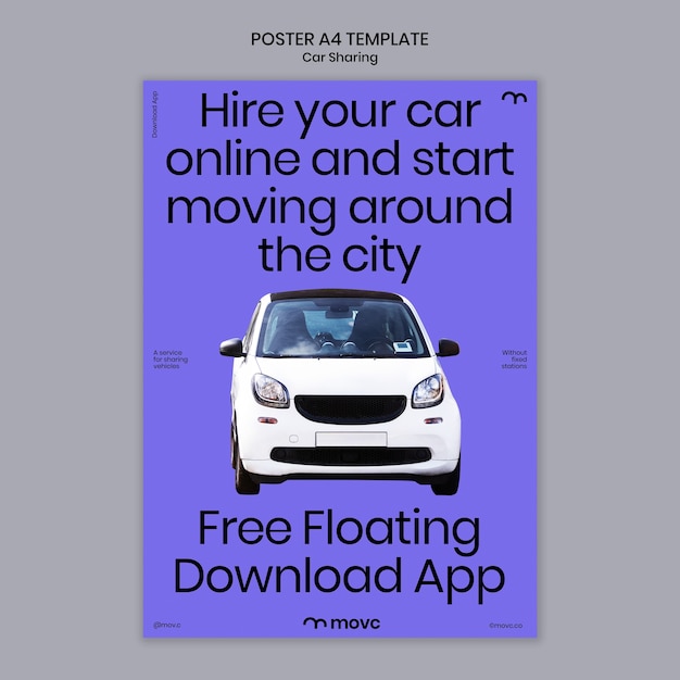 Flat design car sharing poster template