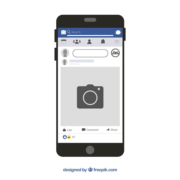 Flat Design Vector Template for Facebook Mobile Posts