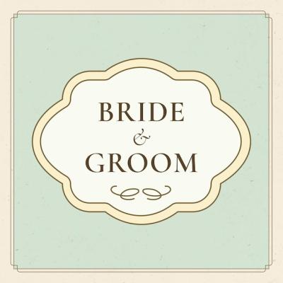 Vintage Wedding Badge Vector on Pastel Green Background for Free Download