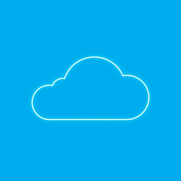 Blue neon cloud icon vector digital networking system