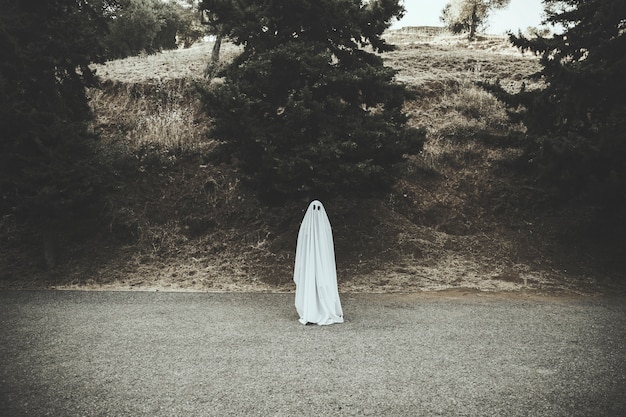 Ghost Standing on Dark Countryside Road