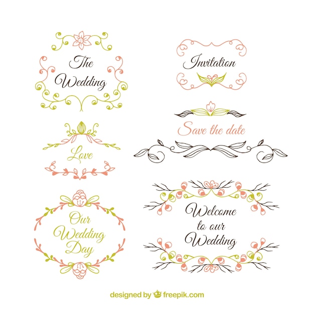 Wedding Ornaments Vector Templates