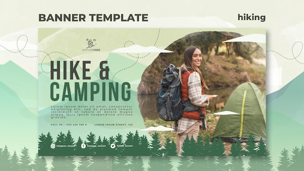 Horizontal Banner Template for Nature Hiking