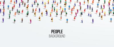 Large group of people on white background. People crowd concept