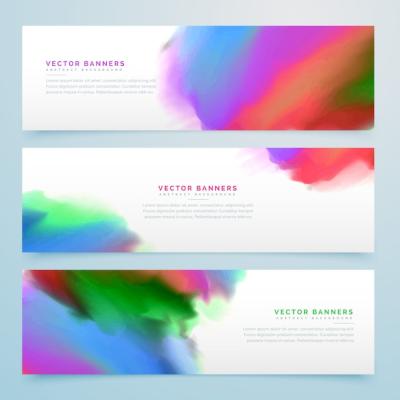 Abstract Watercolor Banners Set Background