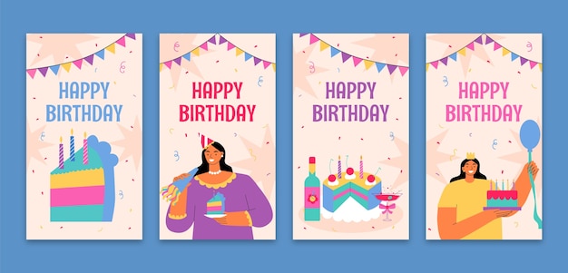 Hand Drawn Birthday Celebration Instagram Stories