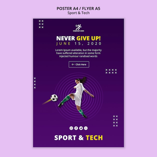 Woman Playing Football Poster Template