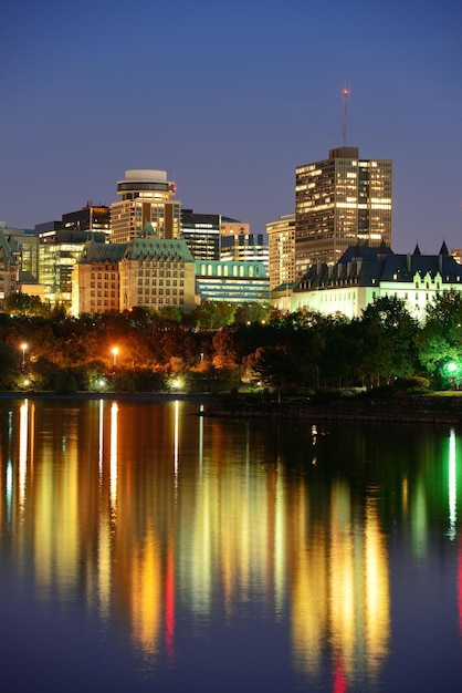 Ottawa at night over river with historical architecture – Free Stock Photo Download