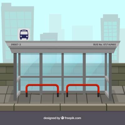 Empty bus stop with flat design – Free Download Vector Templates