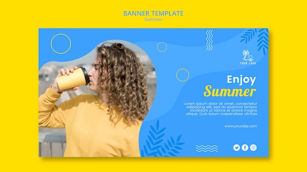 Summer and Coffee Banner Template – Free Download