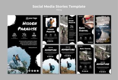 Social media post template with hiking concept – Free Download