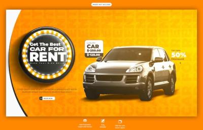 Car rental and automotive web banner template