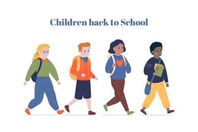 Vector Templates: Flat Design Children Back to School