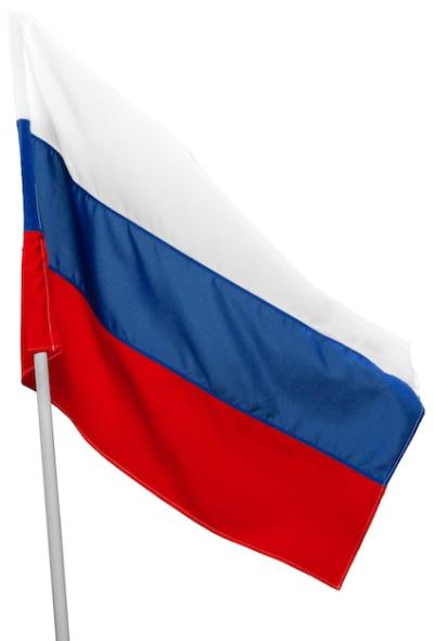 Russia Flag Waving on White Background