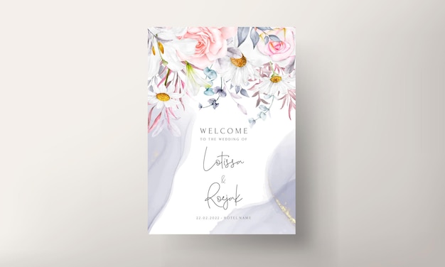 Romantic Hand Drawn Watercolor Floral Invitation Card Template