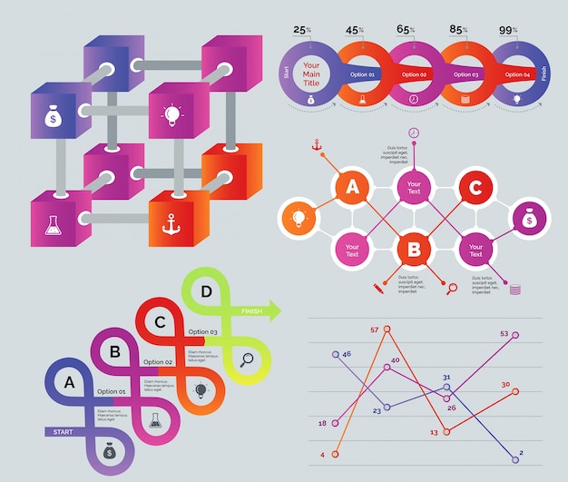 Free Stock Photos: Creative Multicolored Diagrams Set