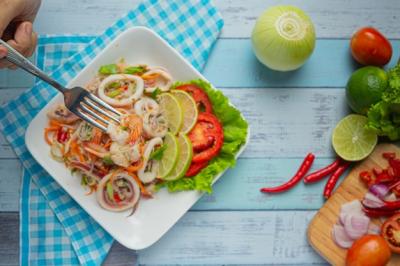 Spicy Mixed Seafood Salad with Thai food ingredients