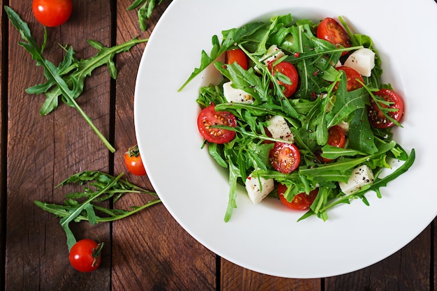 Vitamin Salad with Fresh Tomatoes, Arugula, Feta Cheese, and Peppers – Free Stock Photo for Download