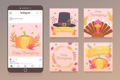 Flat Design Thanksgiving Instagram Post