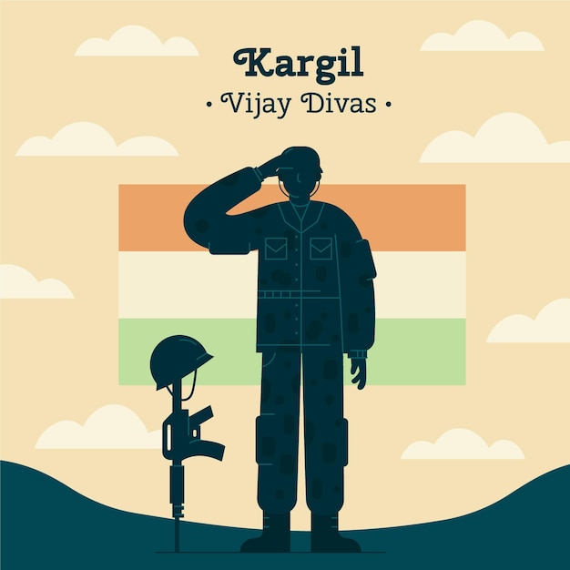 Flat Kargil Vijay Diwas Illustration – Free Vector Template