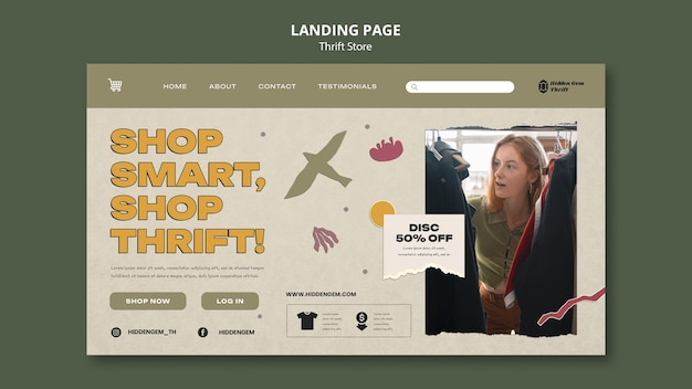 Flat design thrift store template