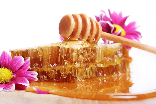 Wooden Table with Honey