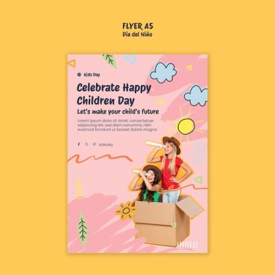 Dia del nino celebration poster template – Free Download