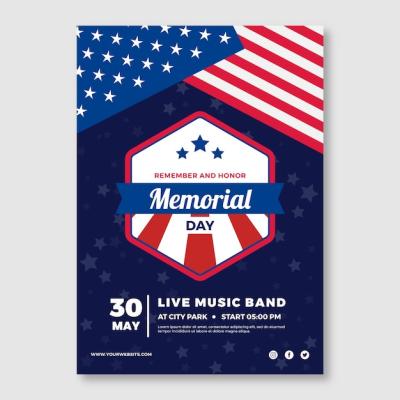 Flat Memorial Day Vertical Poster Template