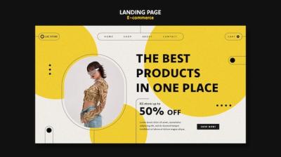 E-commerce concept landing page template for free download