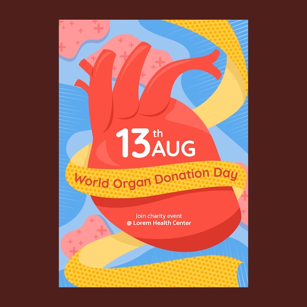 Flat Poster Template for World Organ Donation Day