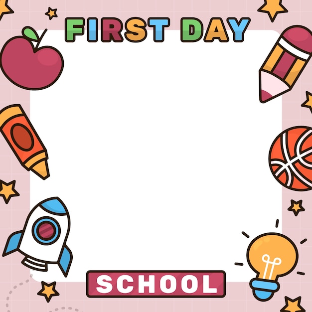 Hand Drawn First Day of School Illustration Vector Templates – Free Download