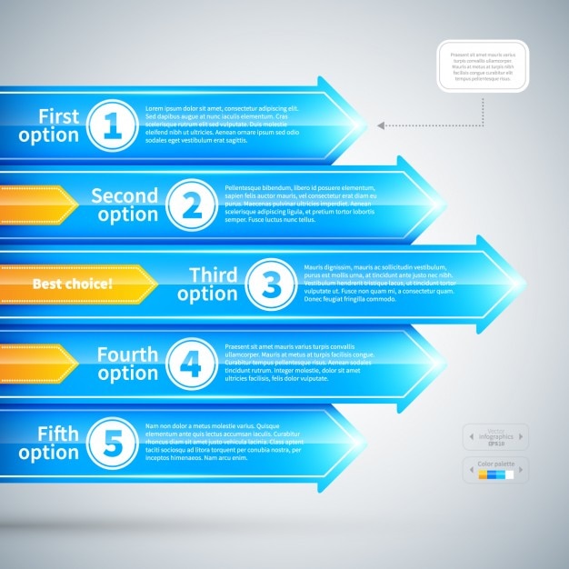 Glossy infographic arrows with options