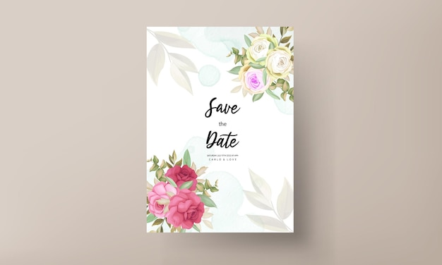 Wedding invitation card with beautiful rose flower