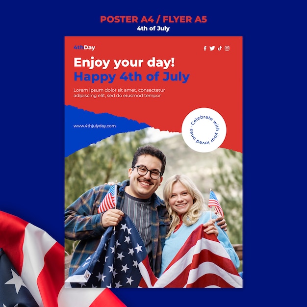 4th of July Poster Design Template