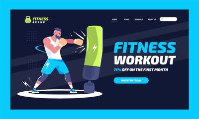 Flat Design Gym Fitness Template – Free Download