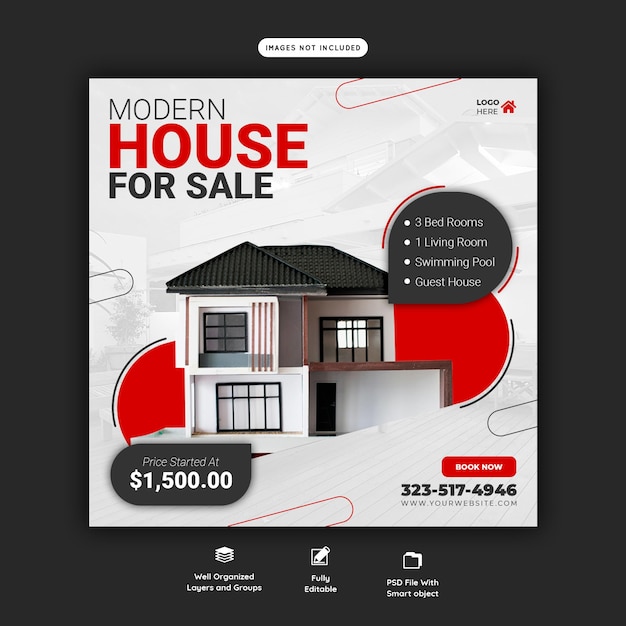 Real Estate House Property Instagram Post or Social Media Banner Template