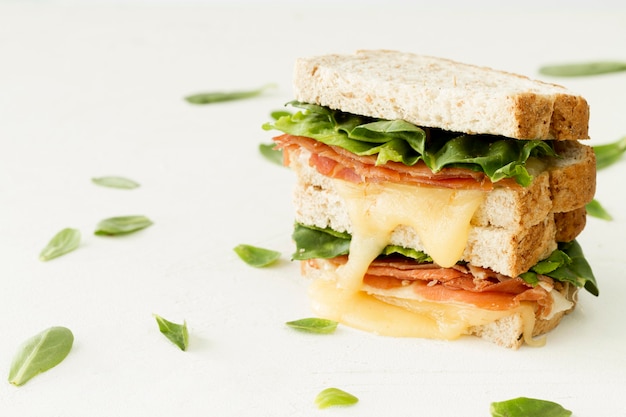 Fresh Toast with Cheese and Vegetables on Table