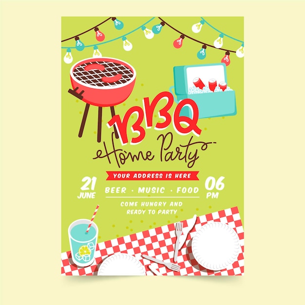 Hand drawn summer party poster template